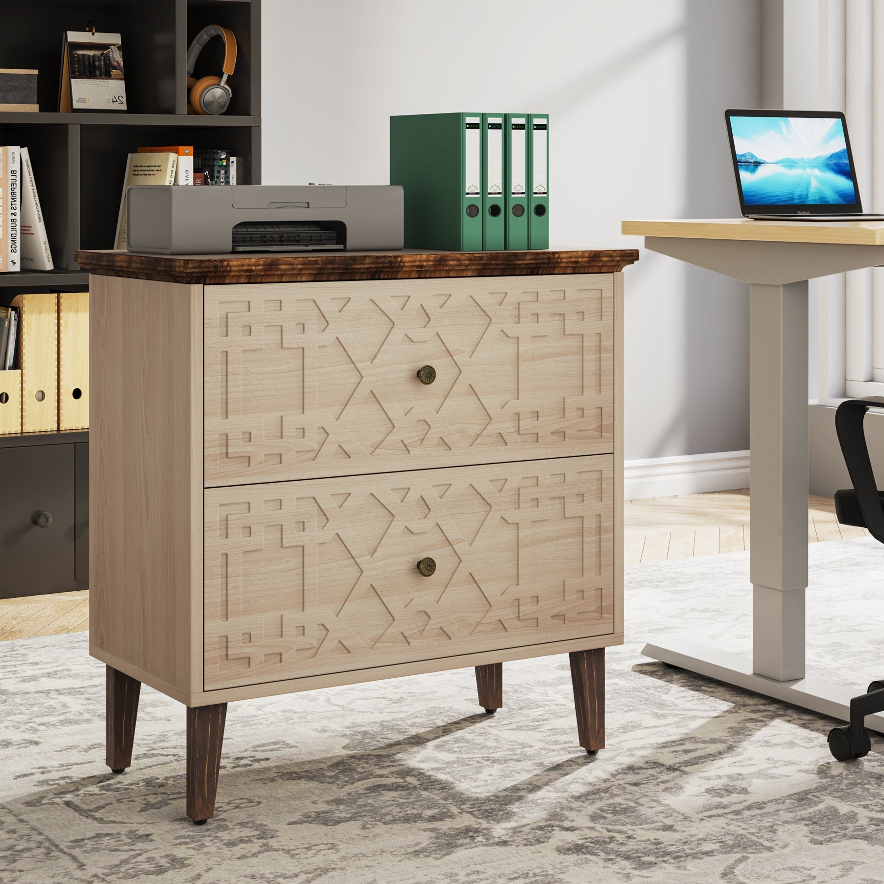Wood File Cabinet, 2-Drawer Filing Cabinet Storage Cabinet Tribesigns